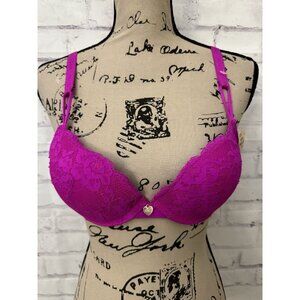 Juicy‎ Couture Intimates Size 34B Sexy Push Up Underwire Bra Venus Pink Lace New